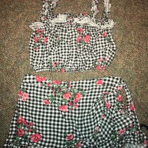 black and white gingham print set
